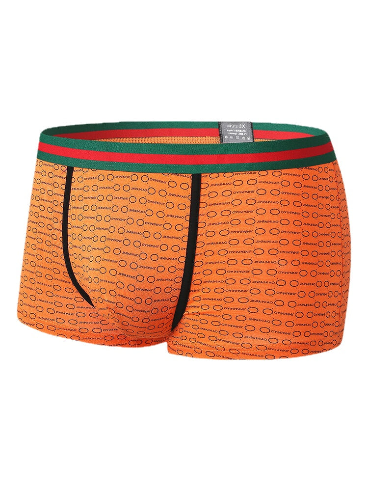 Atmungsaktive, dünne, U-konvexe Boxershorts für Herren aus Modal-Stretch mit Aufdruck