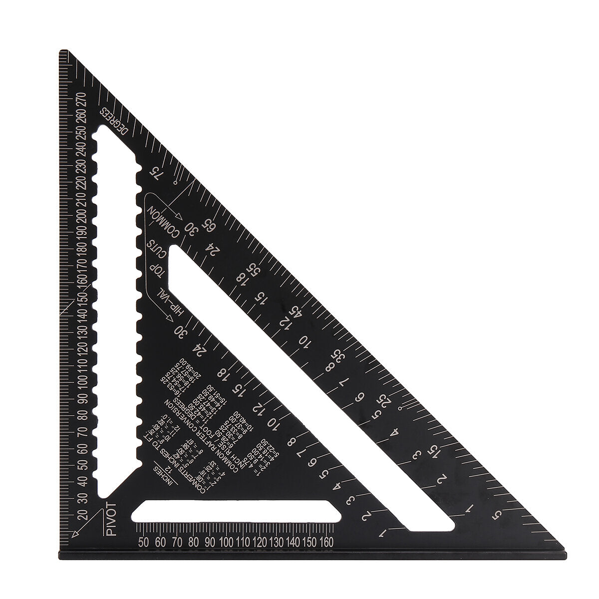 12" Aluminum Alloy Triangle Ruler with Protractor, Scriber, and Sawtooth Guide - Multifunctional Tool