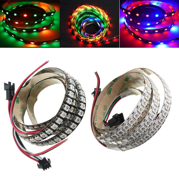 1M WS2812B 5050 RGB LED Strip Light, 144 LEDs, Non-Waterproof, Individually Addressable, 5V