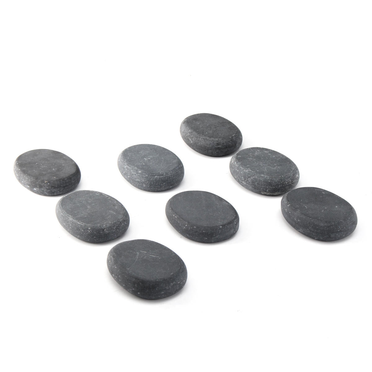 8 Pcs Natural Black Basalt Hot Stone Set for Body Massage Treatments