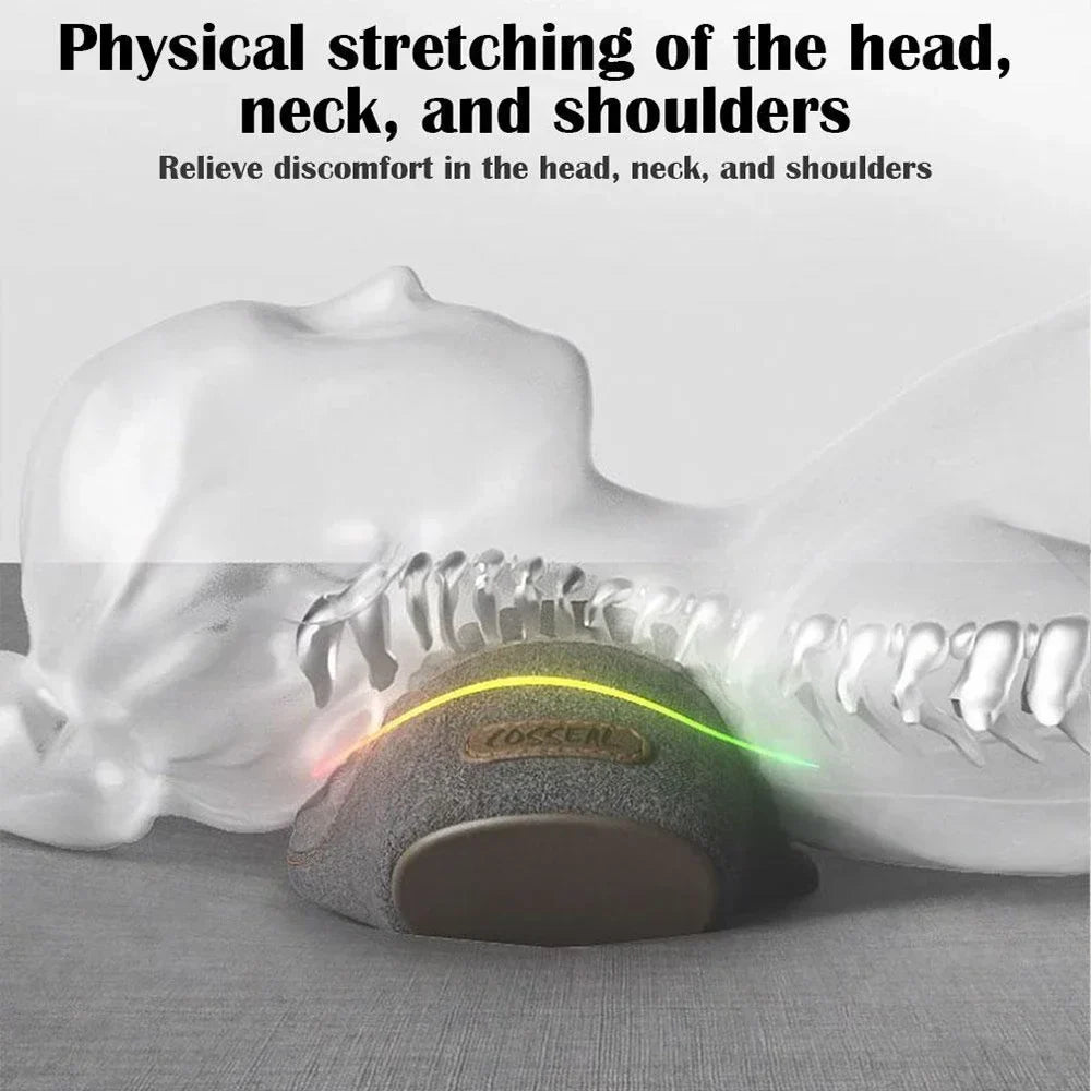 Electric Massager Cervical Pillow with Hot Compress, Vibration, Neck Traction, Memory Foam for Spine Support
