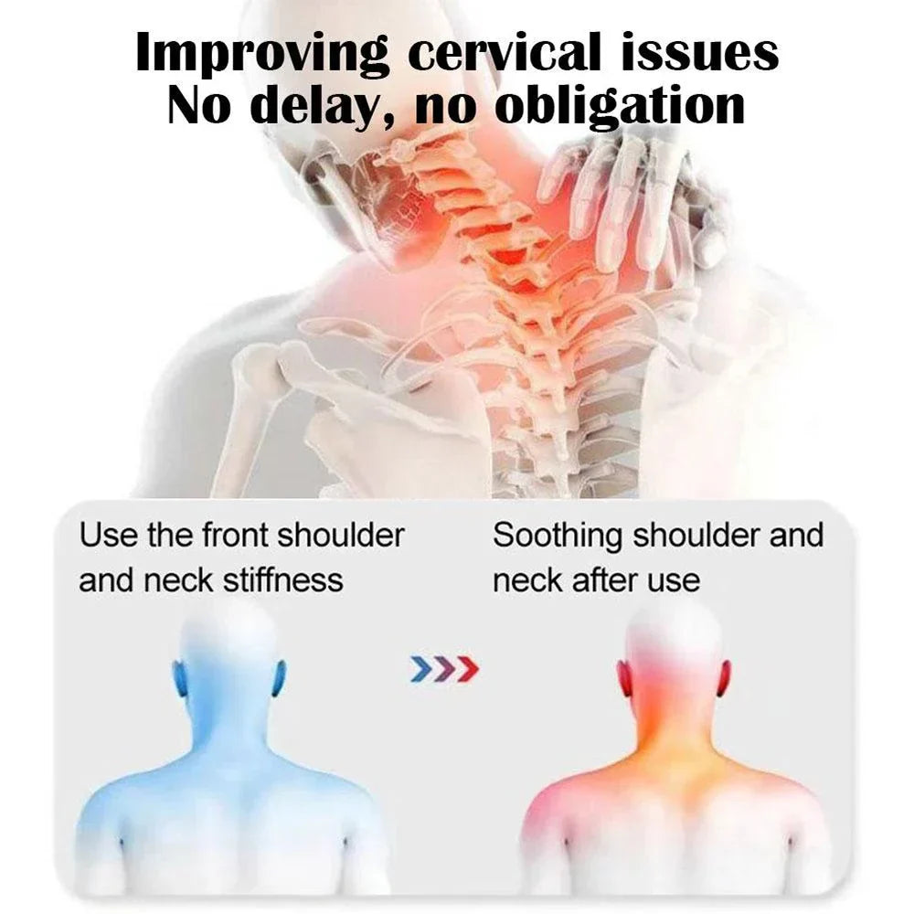 Electric Massager Cervical Pillow with Hot Compress, Vibration, Neck Traction, Memory Foam for Spine Support