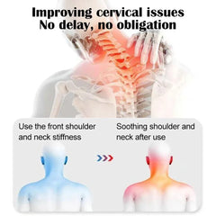 Electric Massager Cervical Pillow with Hot Compress, Vibration, Neck Traction, Memory Foam for Spine Support