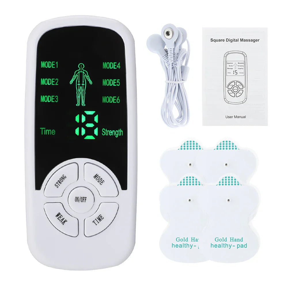 Electric Muscle Stimulator, 6 Modes, Mini Cervical Spine & Body Massager, Fatigue Relief with Therapy Gloves