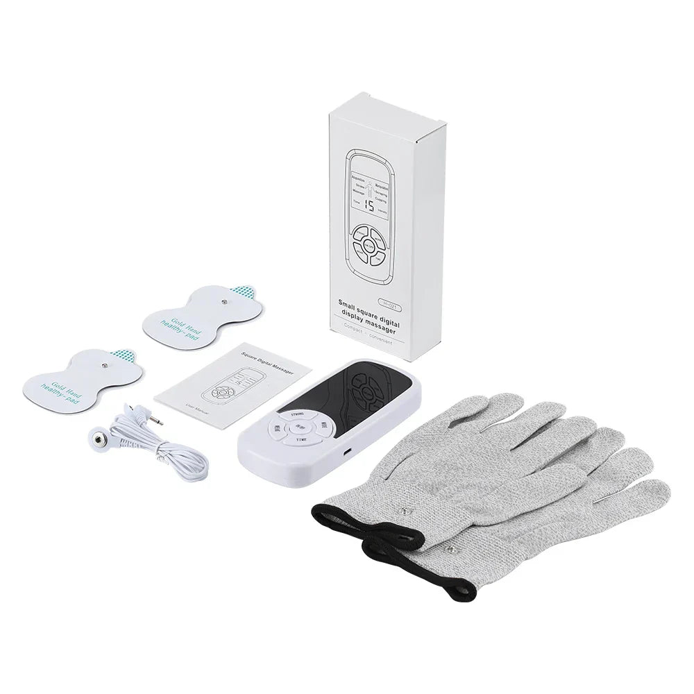 Electric Muscle Stimulator, 6 Modes, Mini Cervical Spine & Body Massager, Fatigue Relief with Therapy Gloves