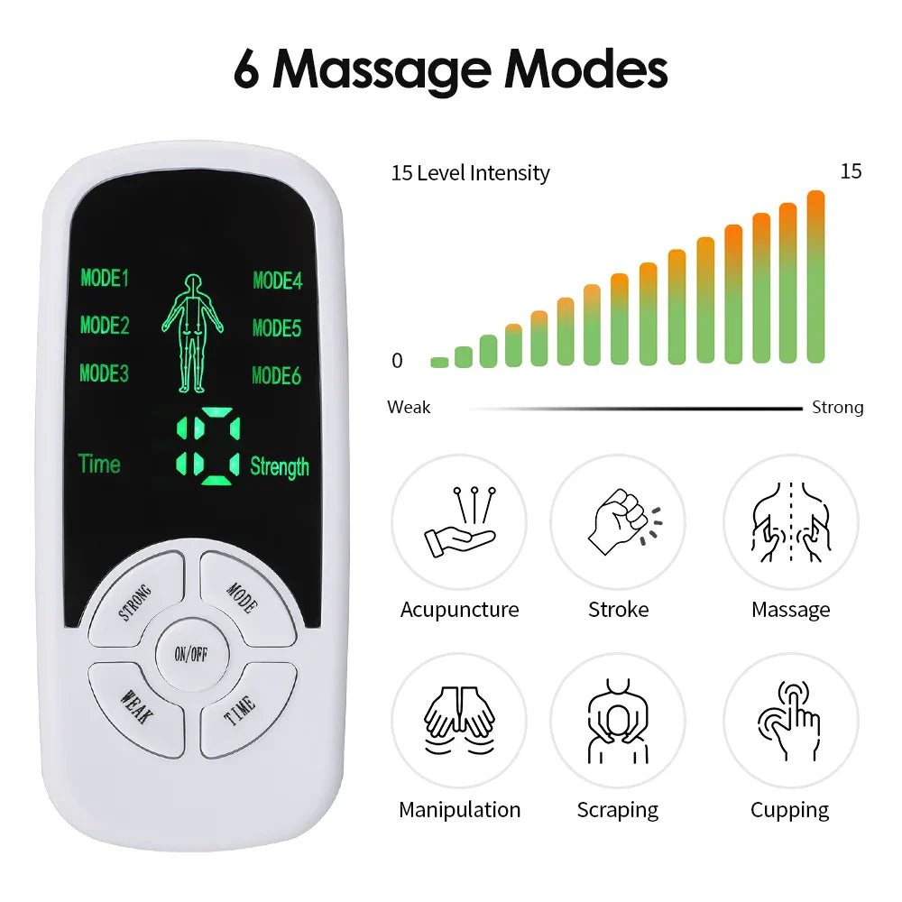 Electric Muscle Stimulator, 6 Modes, Mini Cervical Spine & Body Massager, Fatigue Relief with Therapy Gloves