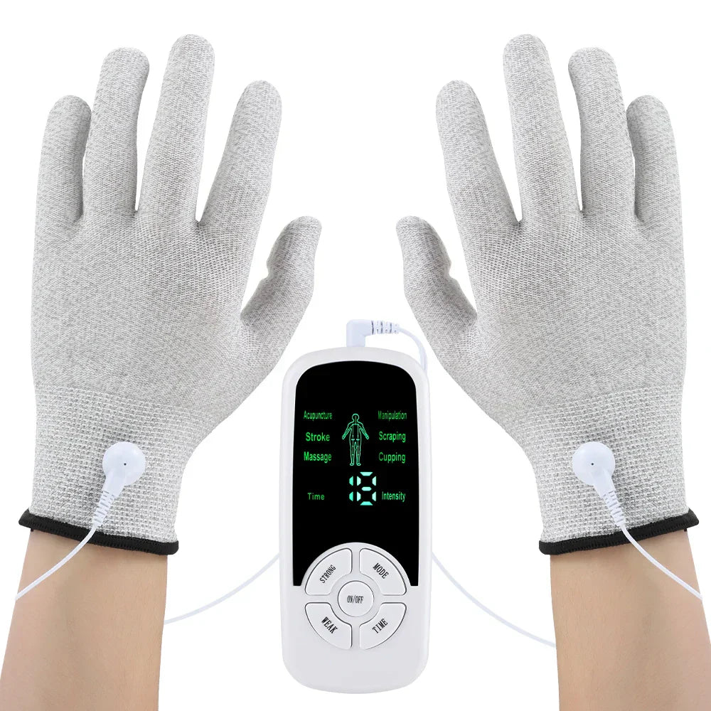 Electric Muscle Stimulator, 6 Modes, Mini Cervical Spine & Body Massager, Fatigue Relief with Therapy Gloves