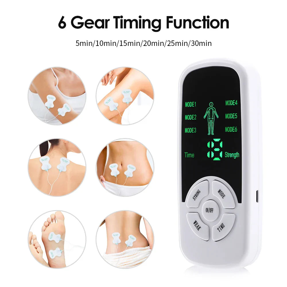 Electric Muscle Stimulator, 6 Modes, Mini Cervical Spine & Body Massager, Fatigue Relief with Therapy Gloves