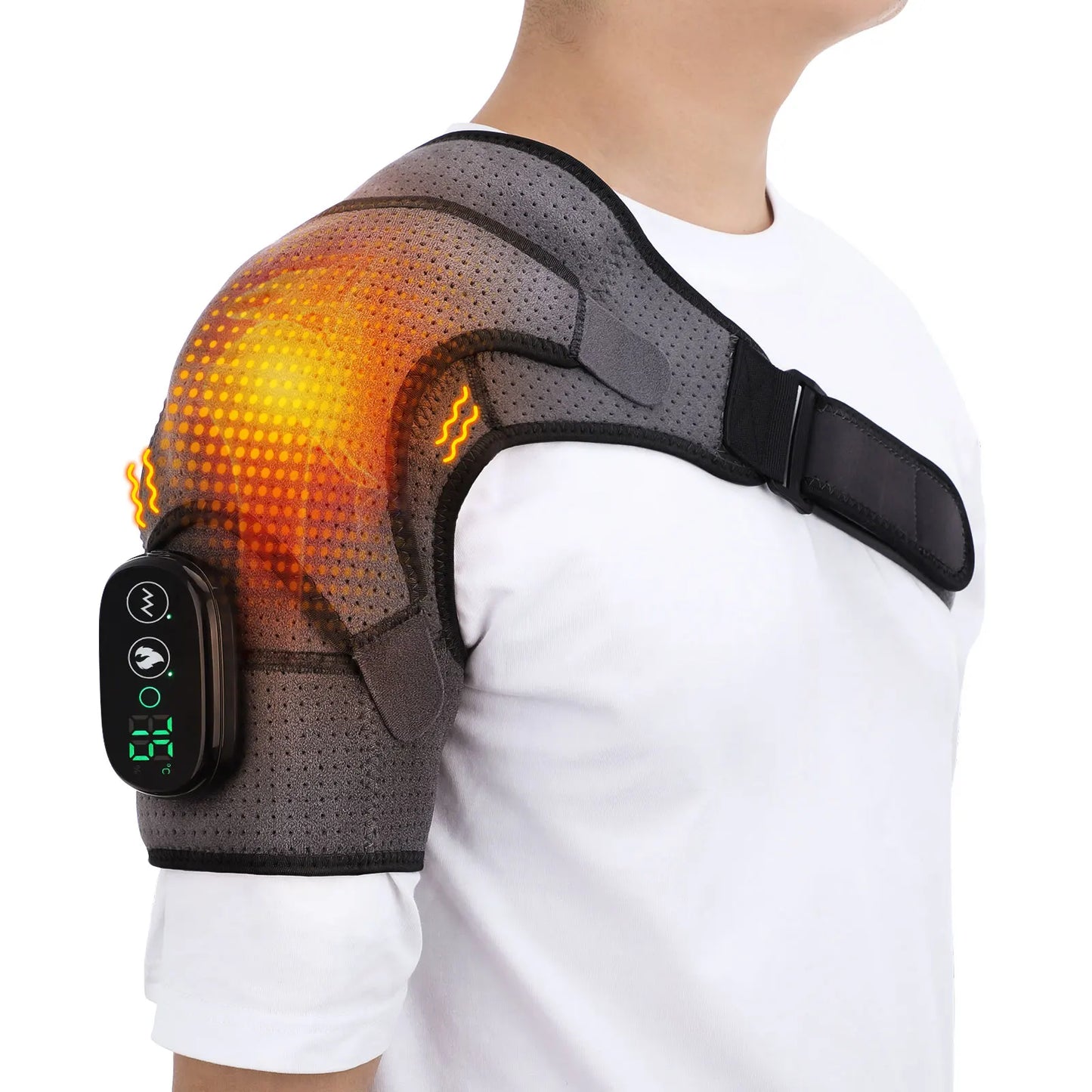 Electric Shoulder Massager Belt with Vibration & Heating, Muscle Relaxer and Warmer Pads
