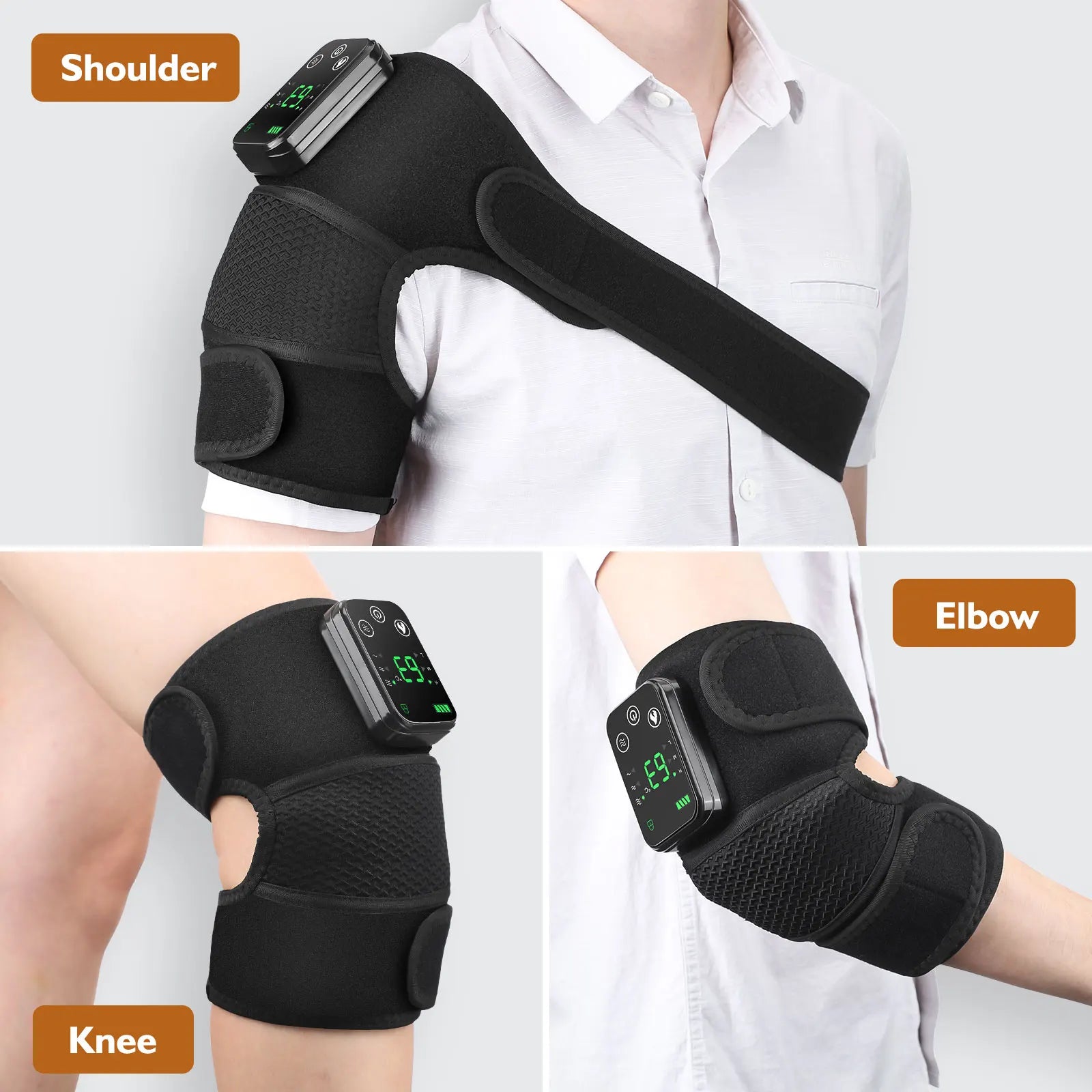 Electric Shoulder Massager with Heat and Vibration, Knee Elbow Brace for Discomfort Relief