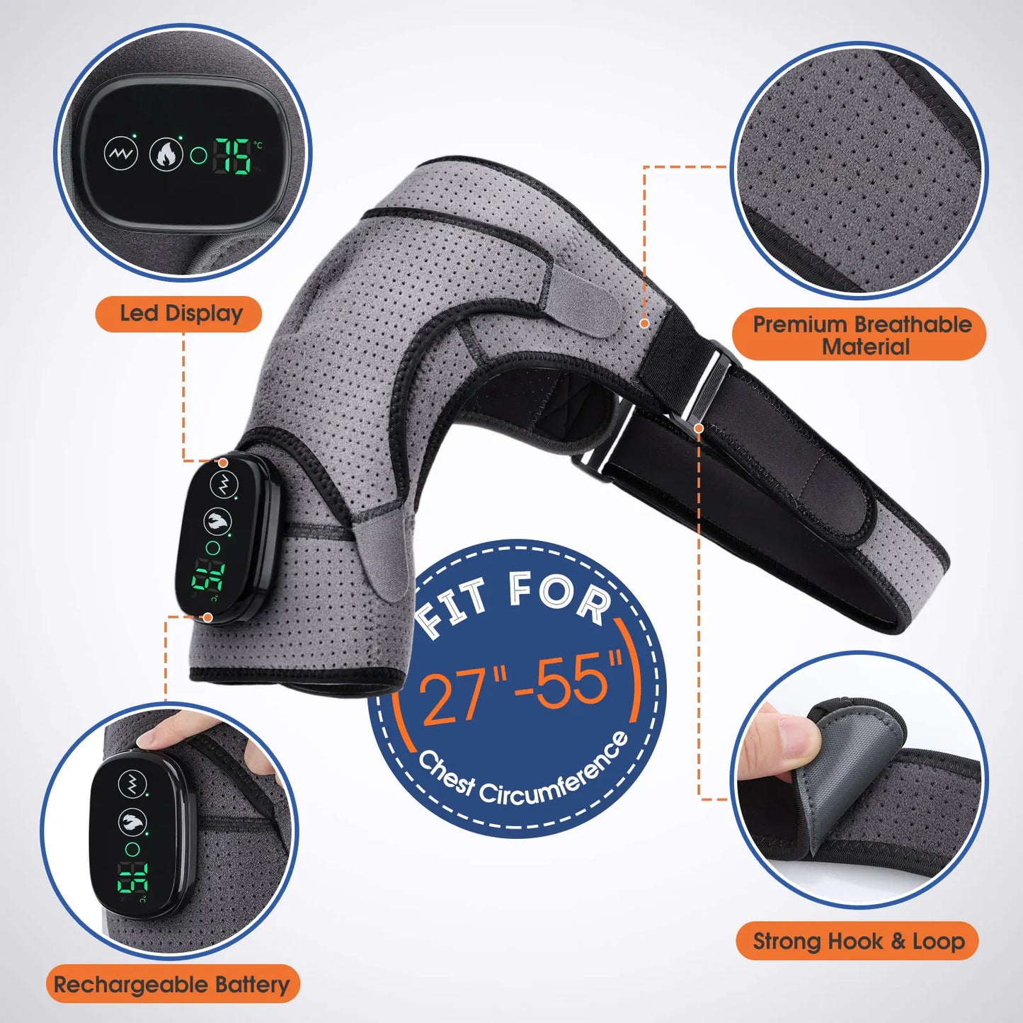 Electric Shoulder Massager with Heat, Vibration, Steam for Arthritis and Muscle Relaxation