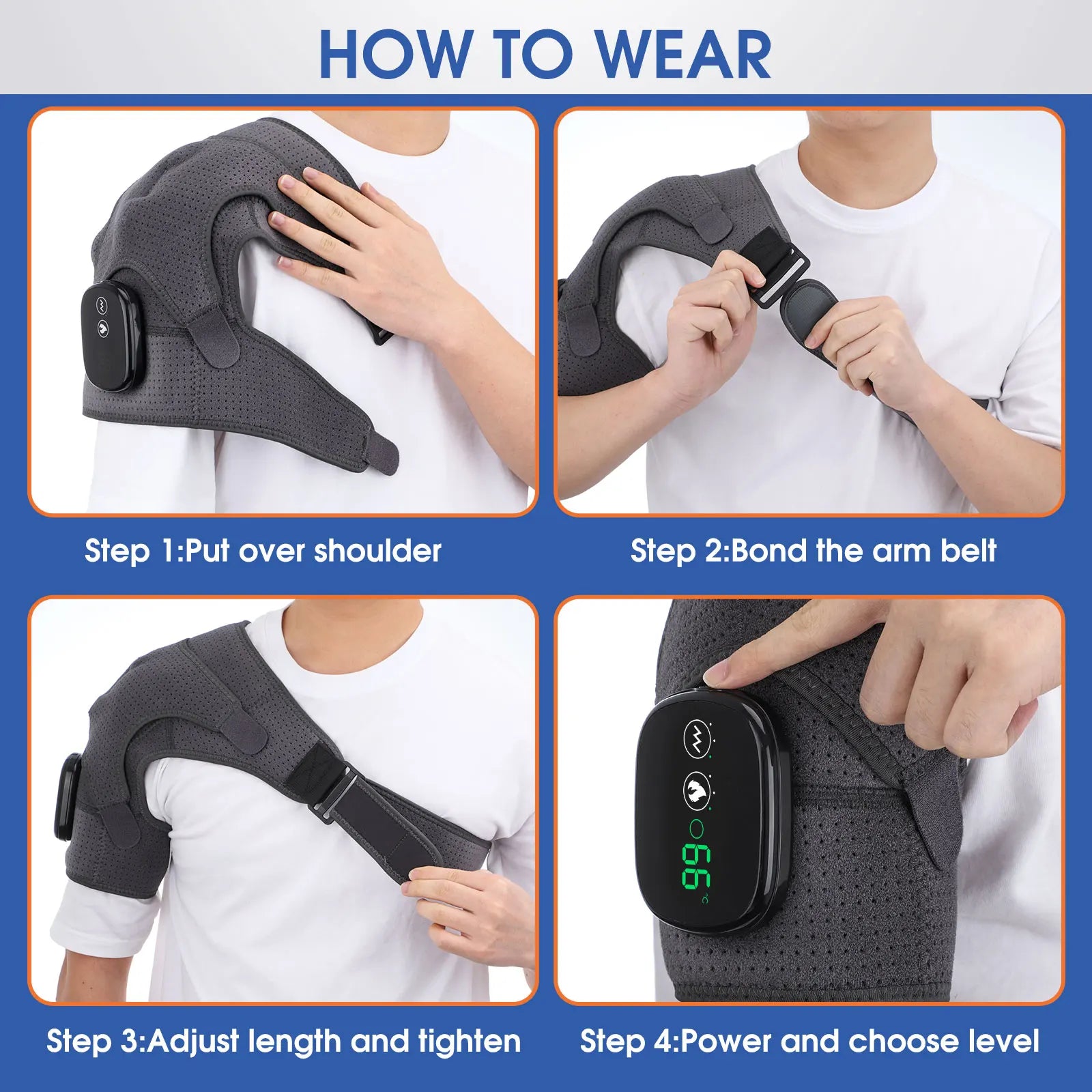 Electric Shoulder Massager with Heat, Vibration, Steam for Arthritis and Muscle Relaxation