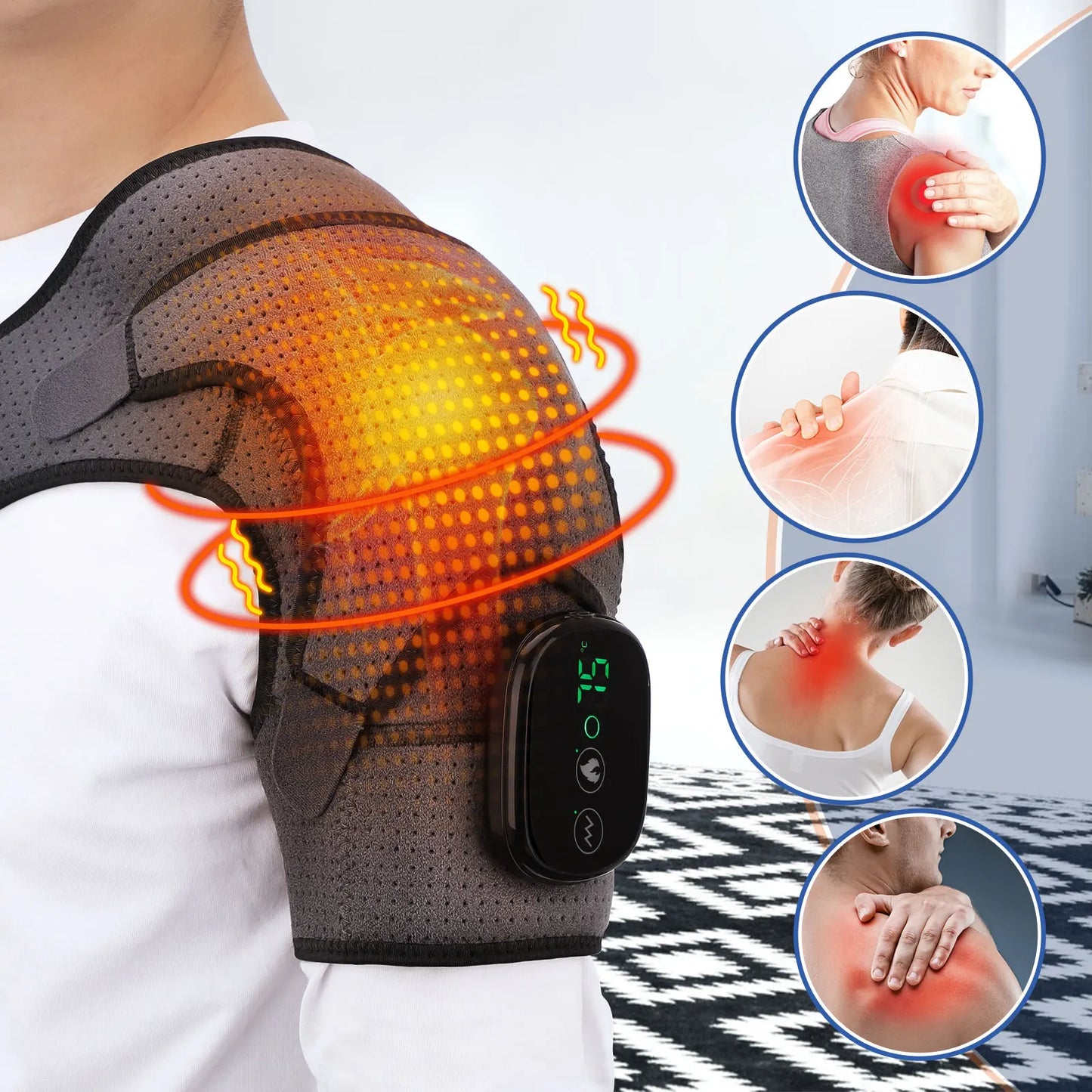 Electric Shoulder Massager with Heat, Vibration, Steam for Arthritis and Muscle Relaxation