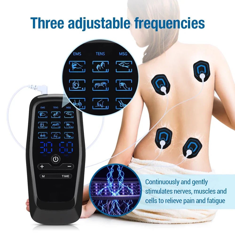 EMS Electric Muscle Stimulator, Professional TENS Unit, USB Physiotherapy, 9 Modes, Full Body Mini Massager