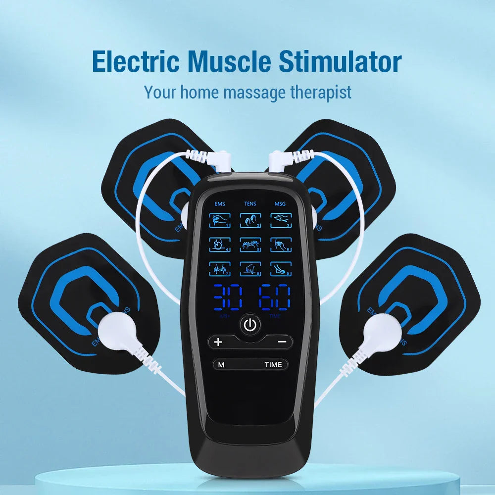 EMS Electric Muscle Stimulator, Professional TENS Unit, USB Physiotherapy, 9 Modes, Full Body Mini Massager