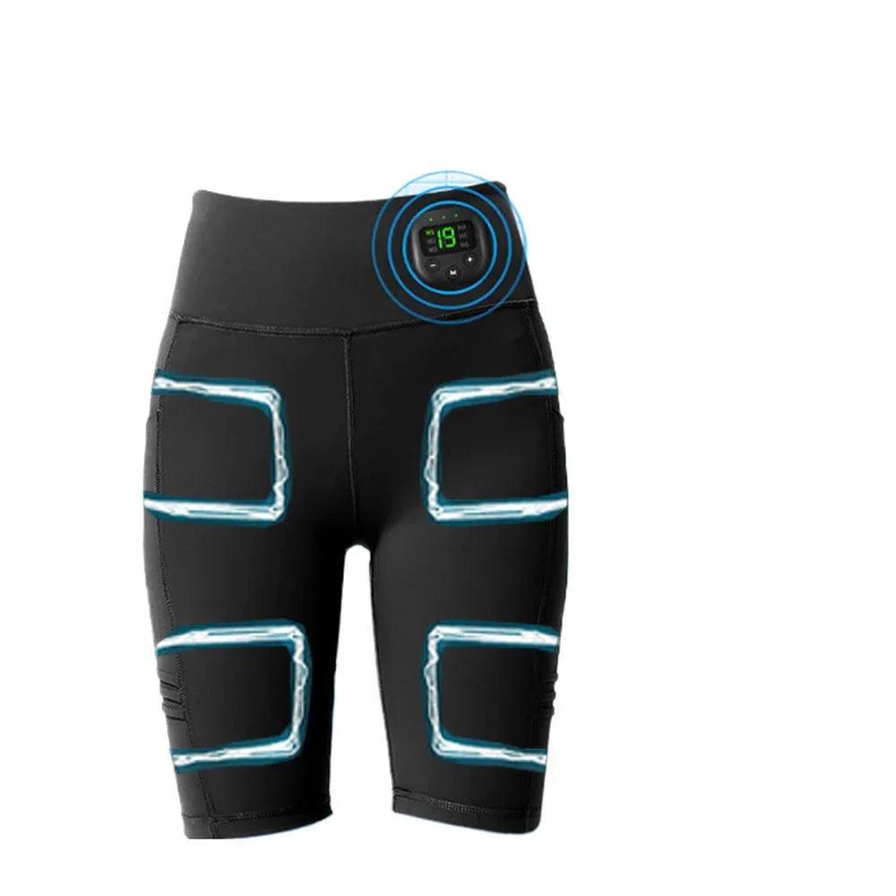 EMS Muscle Stimulator Massage Pants, Intelligent Slimming Yoga Shorts, USB Charged