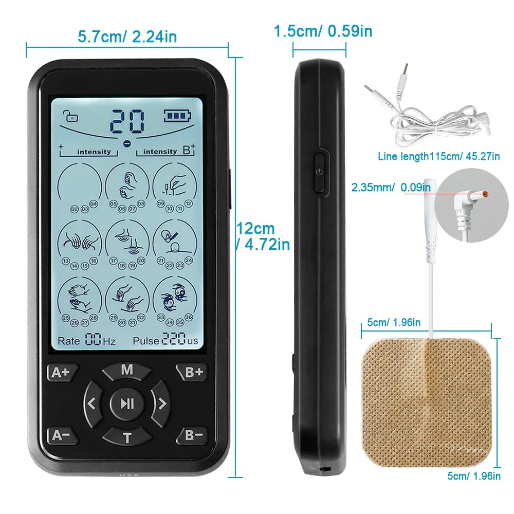 EMS Muscle Stimulator TENS Massager, 36 Modes, Acupuncture Body Massage, Pulse Therapy Slimming Machine