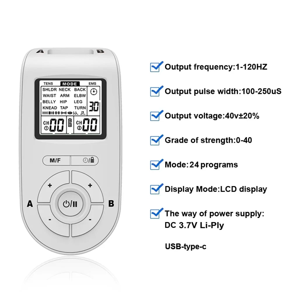 EMS TENS Machine, 40-Level 20-Mode Full Body Muscle Massager, Digital Physiotherapy Device