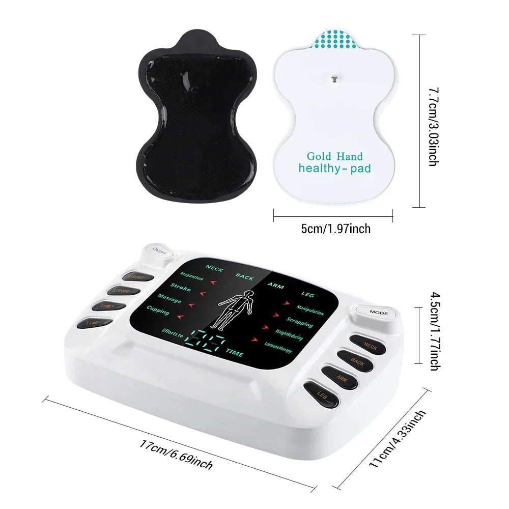 EMS Tens Machine Electric Physiotherapy, Muscle Stimulator with 8 Pads, Pulse Acupuncture for Back and Neck Massage