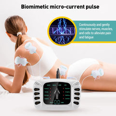 EMS Tens Machine Electric Physiotherapy, Muscle Stimulator with 8 Pads, Pulse Acupuncture for Back and Neck Massage