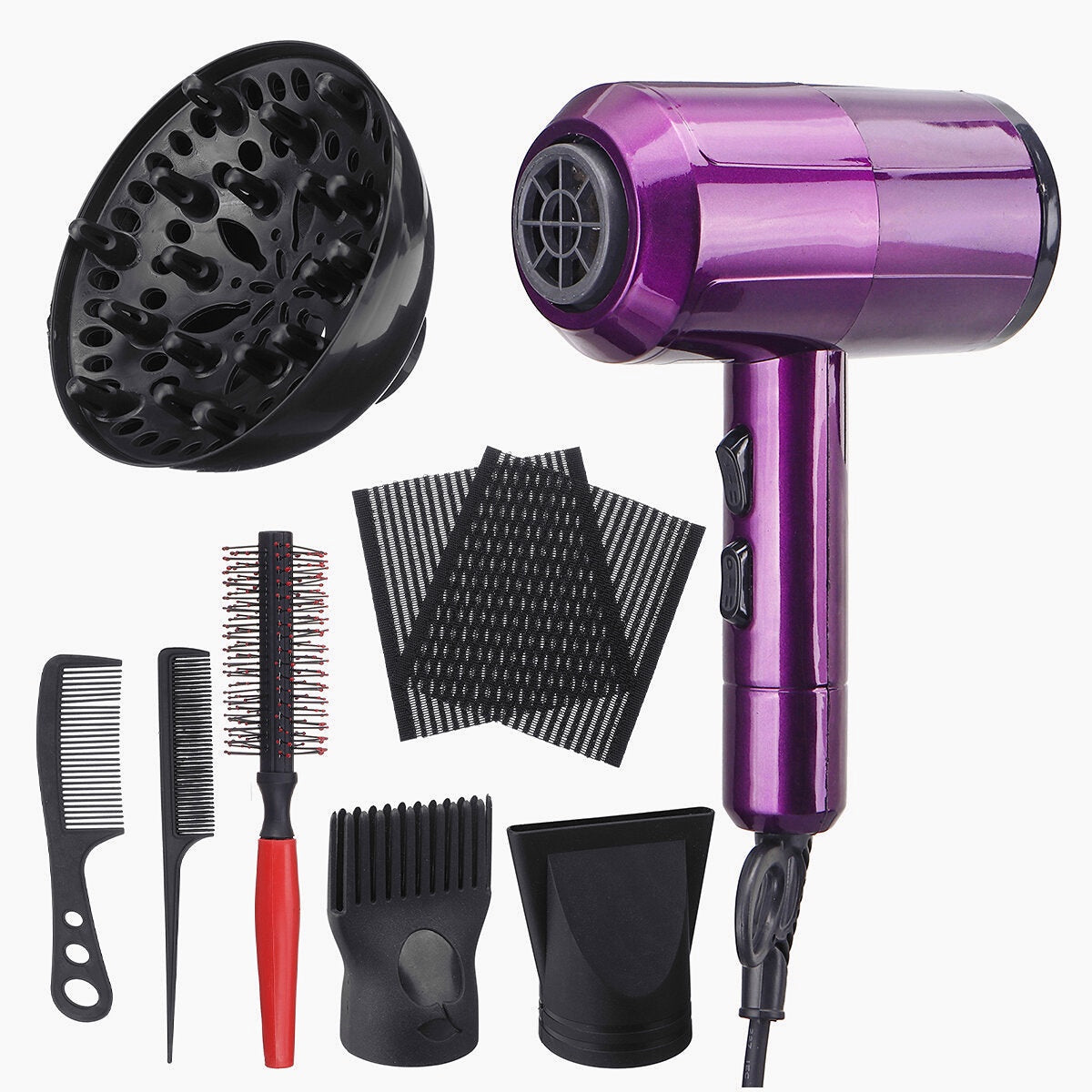 2200W Hair Blow Dryer with Diffuser and Comb - Professional Salon Heat Tool