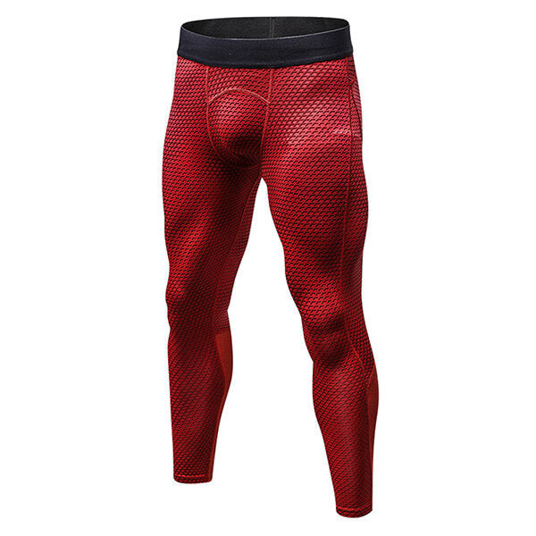 PRO Fitness Herren Quick Dry Stretch Lauftights - 3D-bedruckte Freizeithose