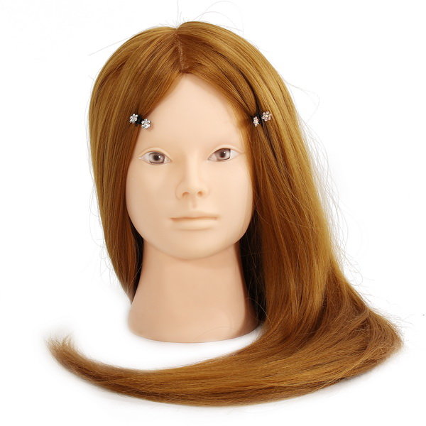 Schaufensterpuppenkopf mit langem Haar, 66 cm, zum Frisieren, Schminken, Üben, mit Klemmhalter