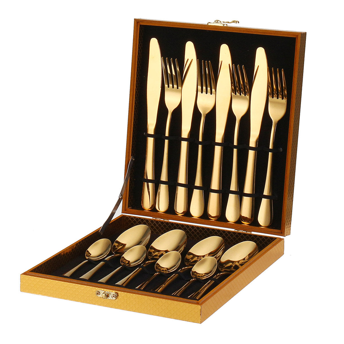 16PCS Stainless Steel Rainbow Cutlery Set - Forks, Spoons, Dinnerware with Storage Box