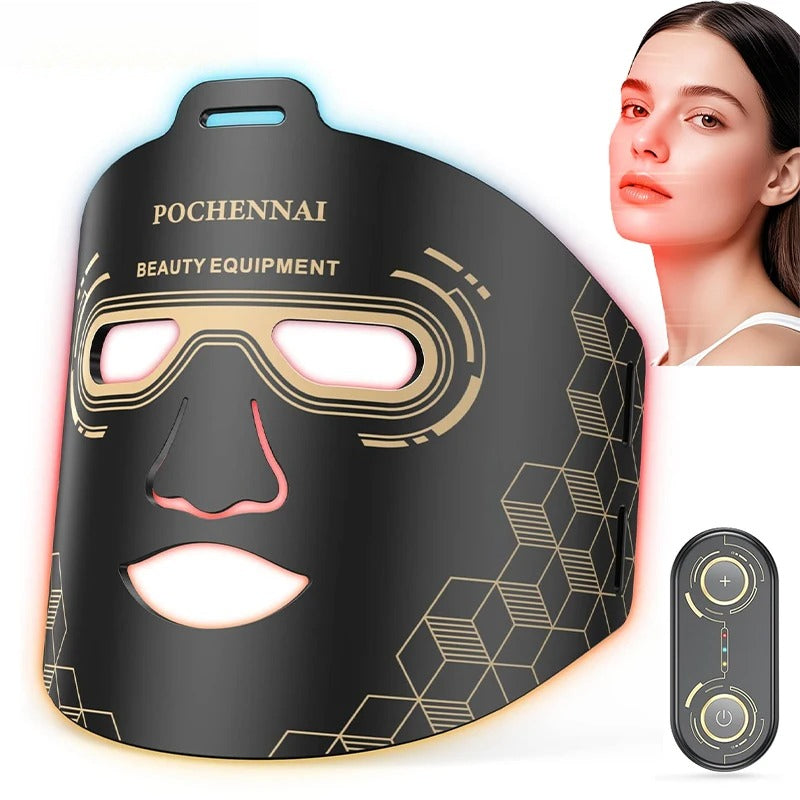 3 Colors LED Light Therapy Face Mask, 288 Beams 850nm Near-Infrared Photon Mask for Anti-Aging & Skin Rejuvenation