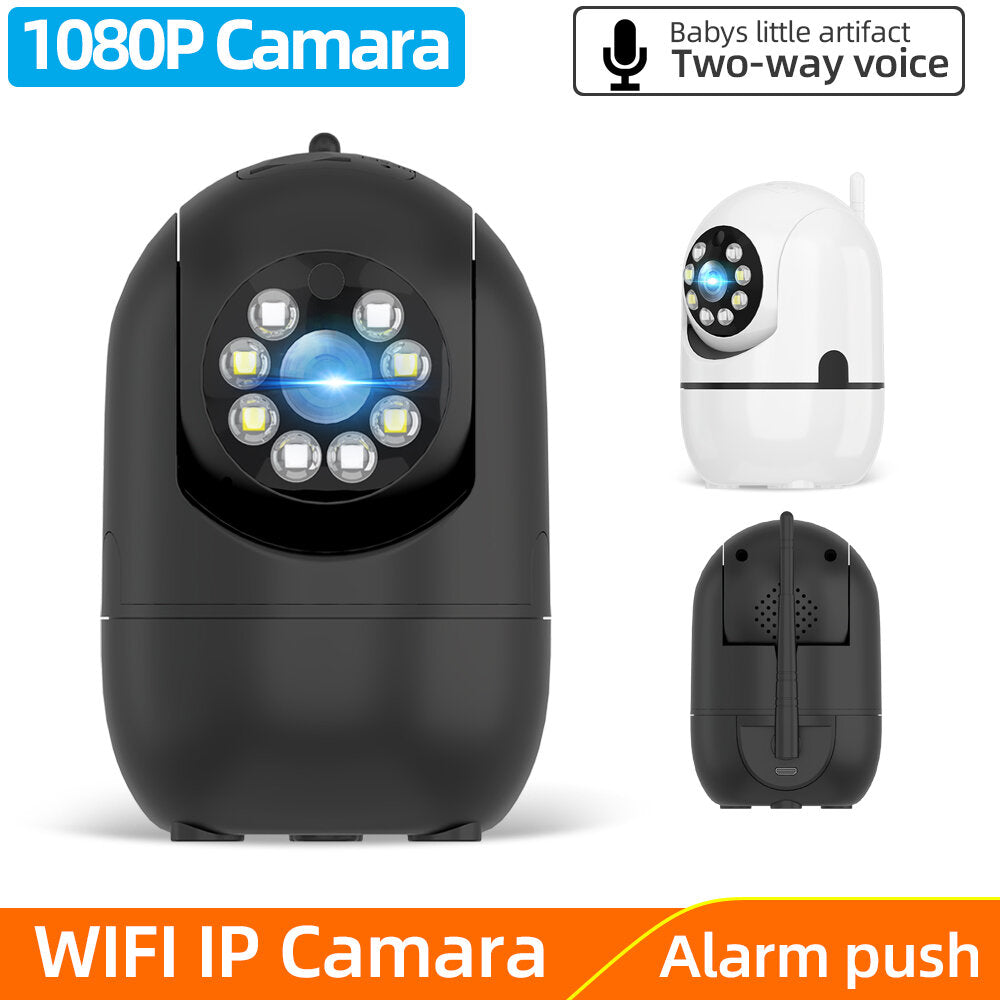 1080P Indoor PTZ WiFi IP Camera with Two-Way Audio, Cloud Storage, Night Vision, Waterproof, Dual Light Source, Baby Monitor