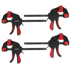 4Pcs Quick-Grip Bar Clamps 6/12in - One-Handed, 100KG Load, Woodworking F Clamps