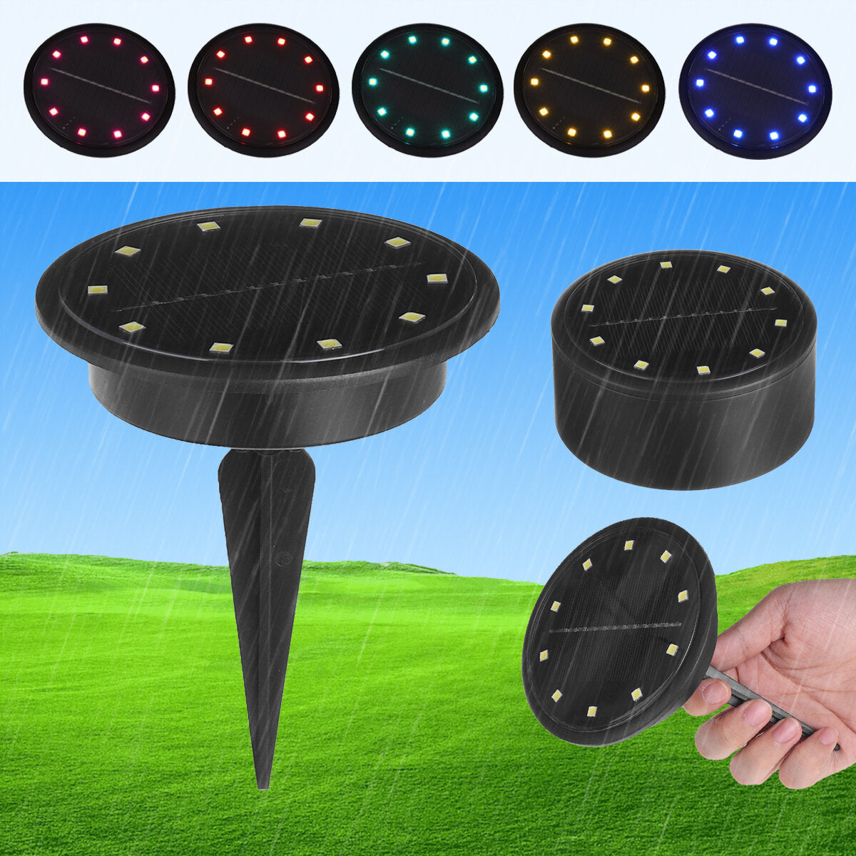 10 LED Solar Lights - Waterproof Outdoor Ground Garden Lawn Deck Path Yard Lighting