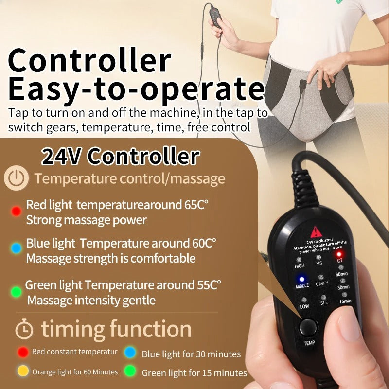 Red Light Therapy Wrap with Vibration Massage, 3-Level Heated Abdominal Pad for Menstrual Cramps, Hip & Waist Pain Relief
