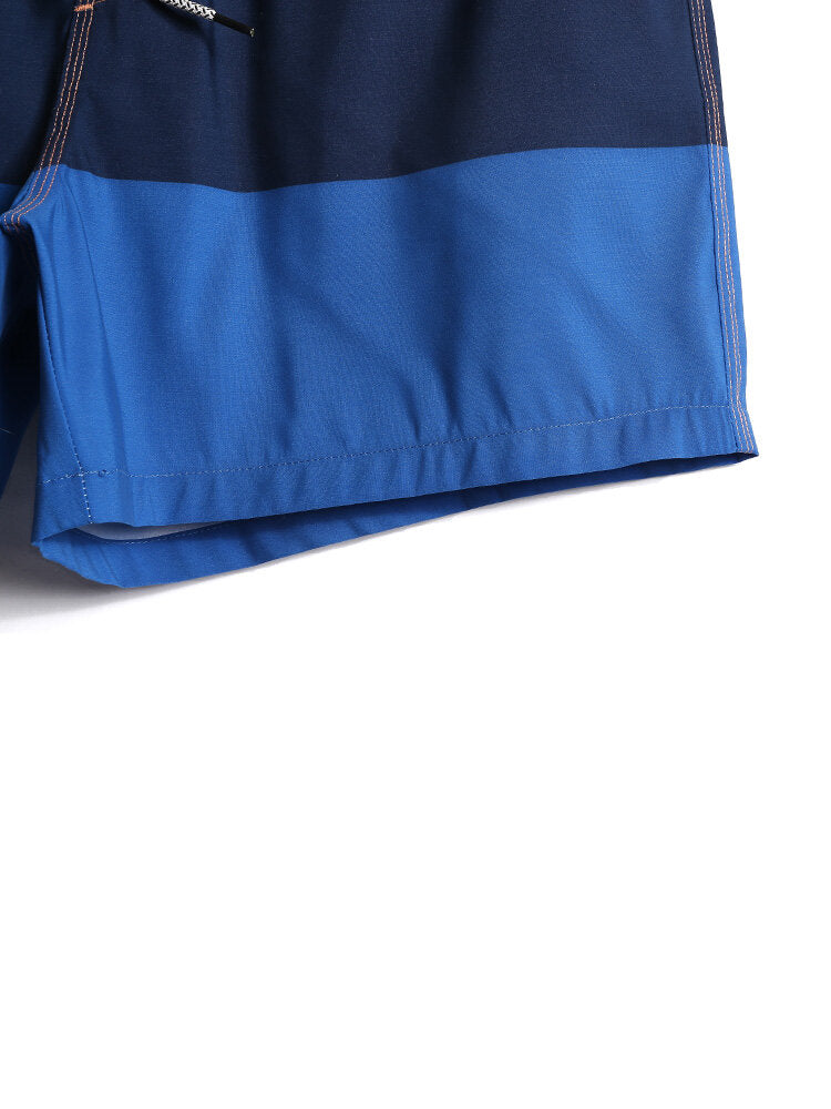 Schnelltrocknende Strandshorts im Farbblockdesign mit Kordelzug in der Taille für Herren