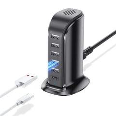 40W 6-Port USB PD Ladegerät, Schnellladestation für iPhone, Huawei, Samsung, Xiaomi