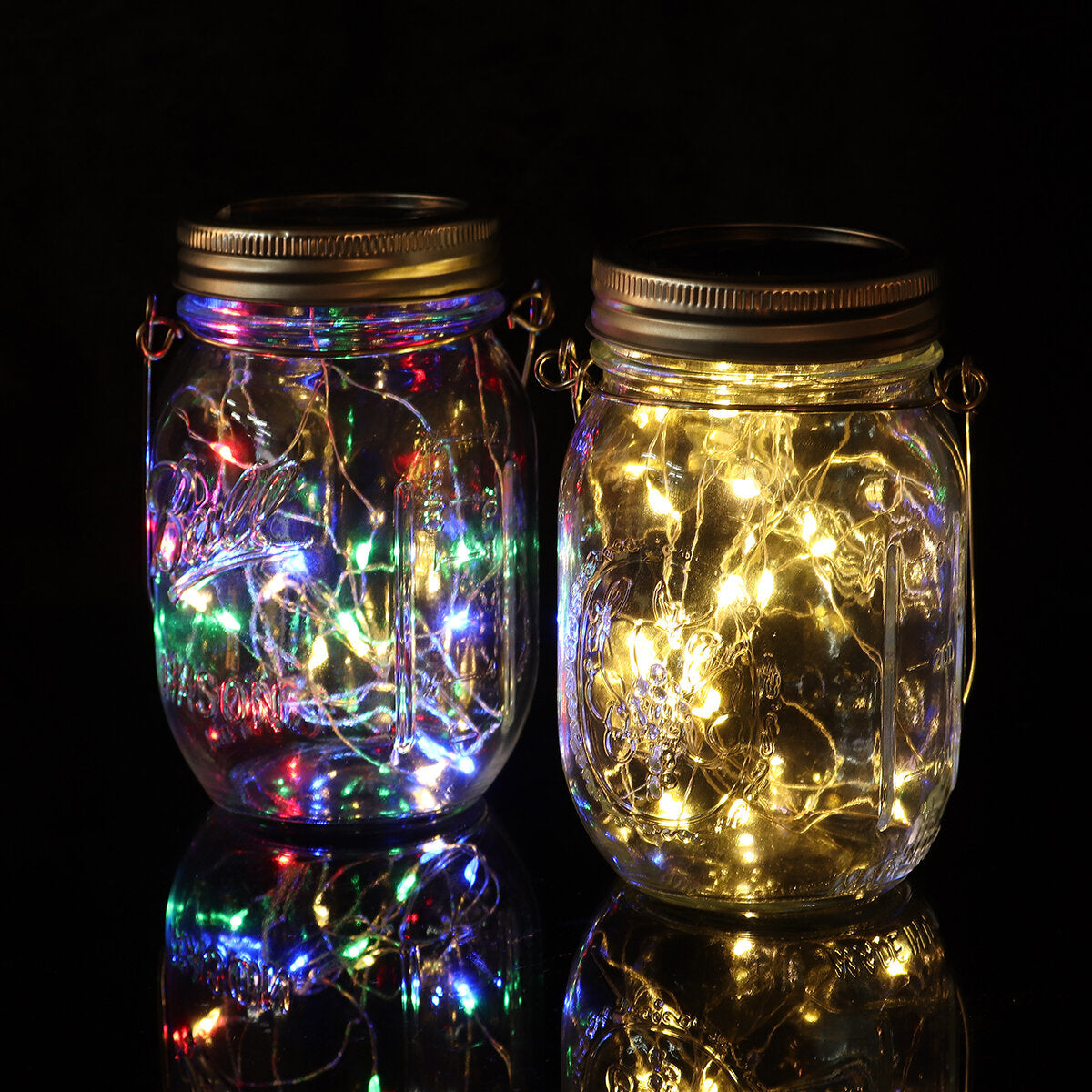 20 LED Solar String Lights - Mason Jar Lamps for Outdoor Garden Decor, Waterproof