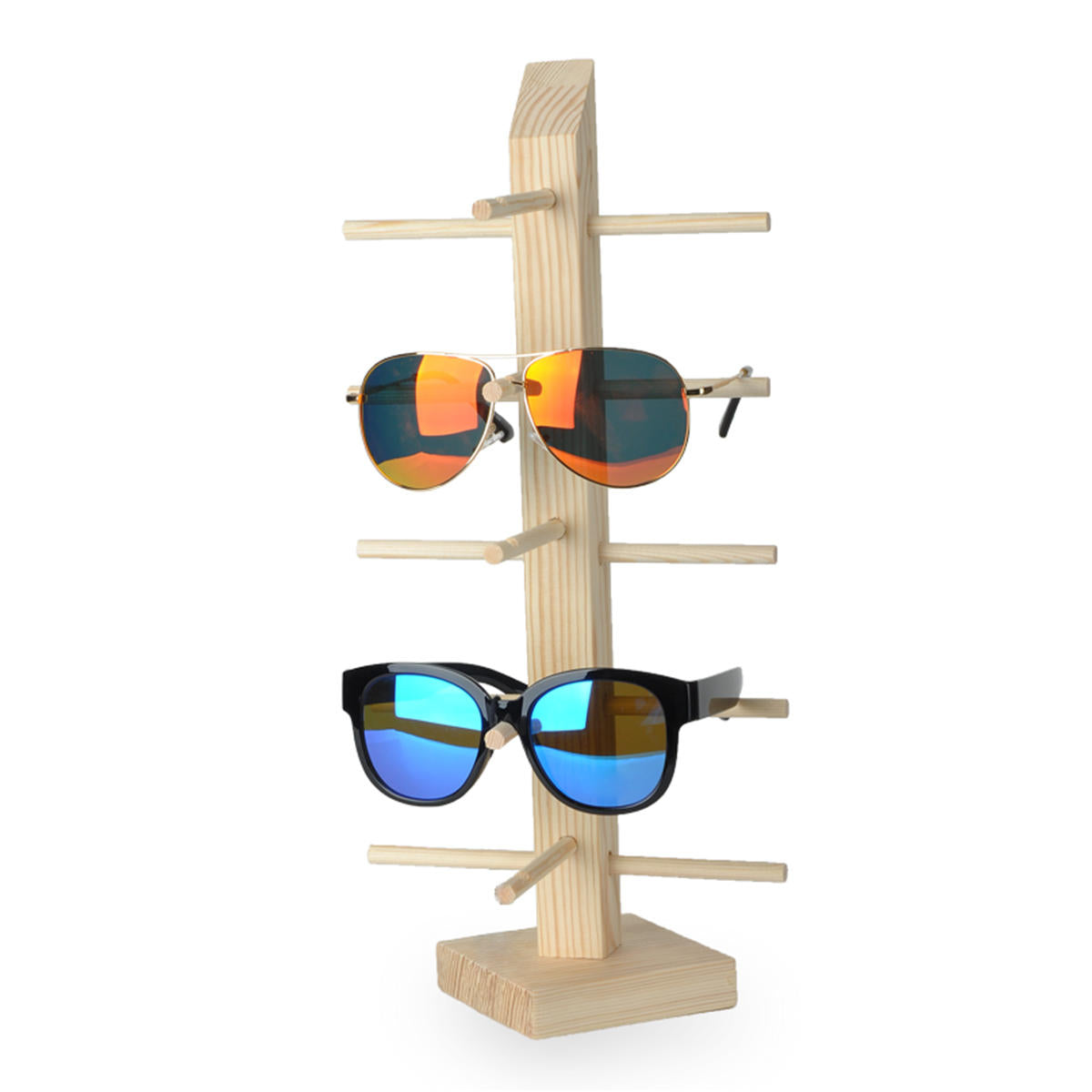 Natural Wood Sunglasses & Eyeglasses Display Rack Stand Holder Organizer - 3/4/5/6 Layers