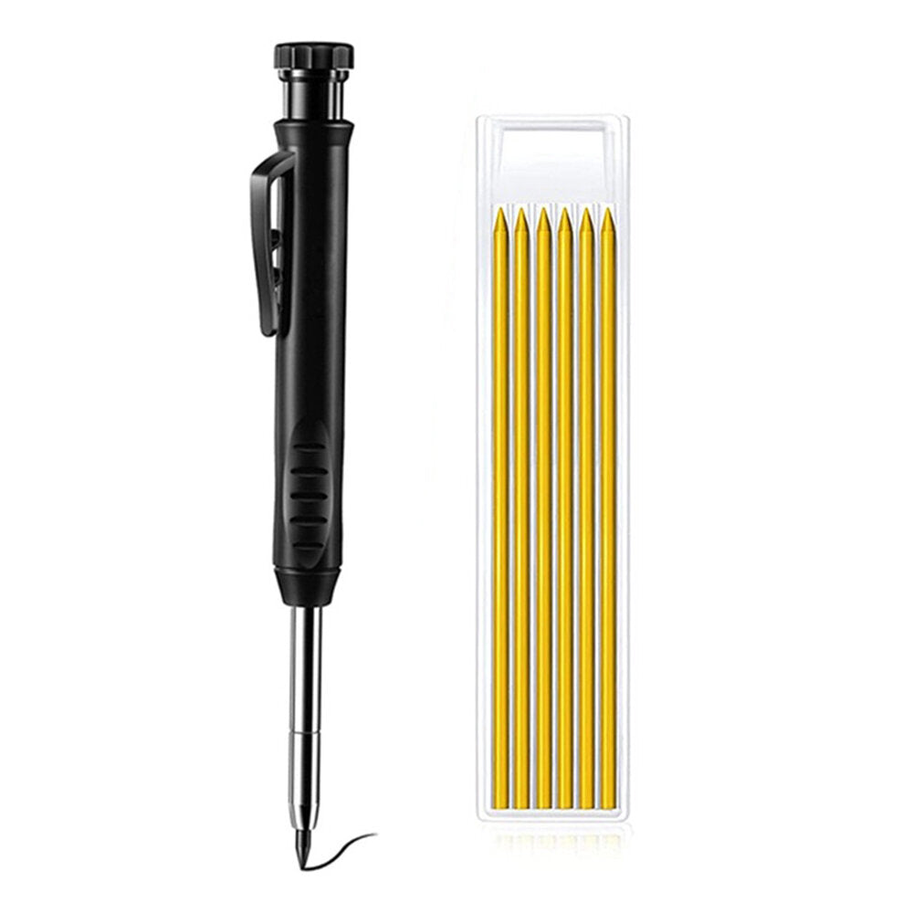 Carpenter Pencil with Sharpener - Multi-Color Refills for Woodworking Marking