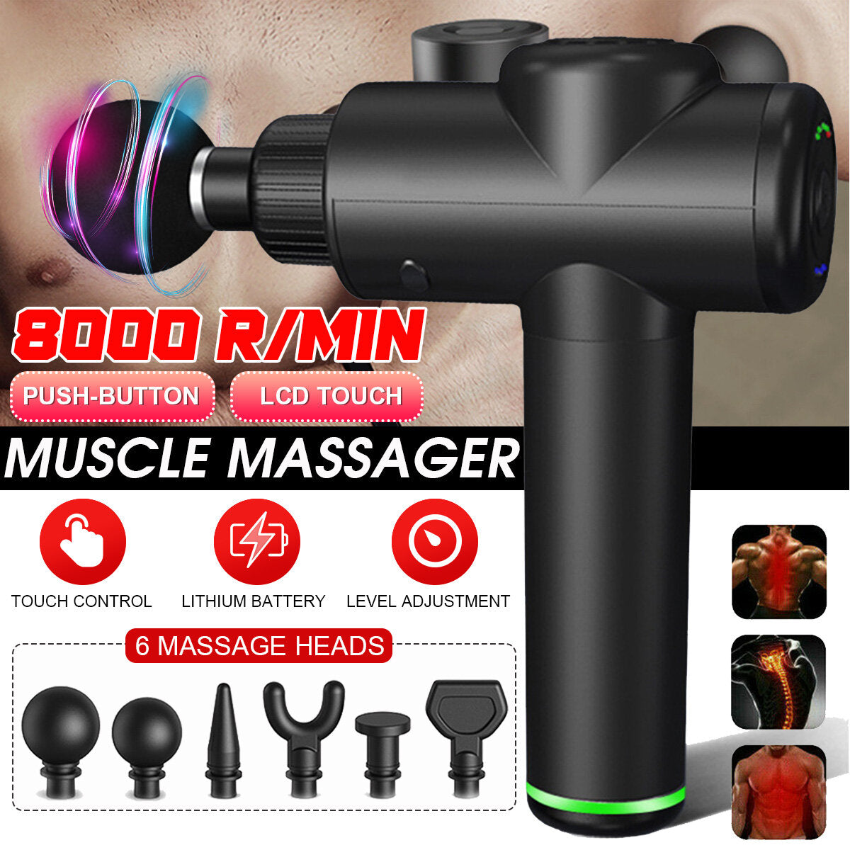 Electric Percussive Massage Gun - Handheld Therapy Device for Deep Muscle Relaxation and Vibration Therapy