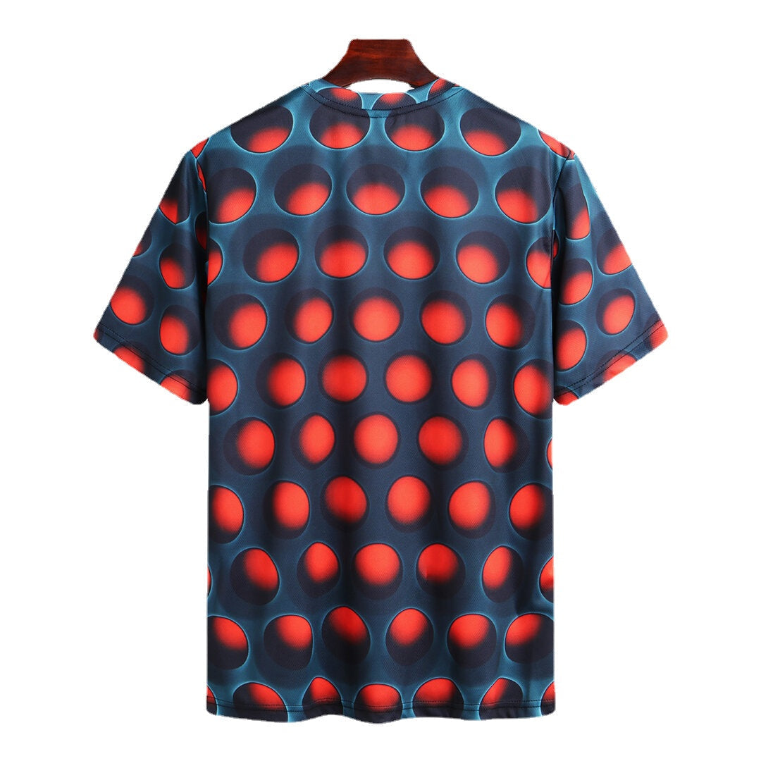 Herren Sommer T-Shirts mit Punktemuster und lockerer Passform und Umlegekragen