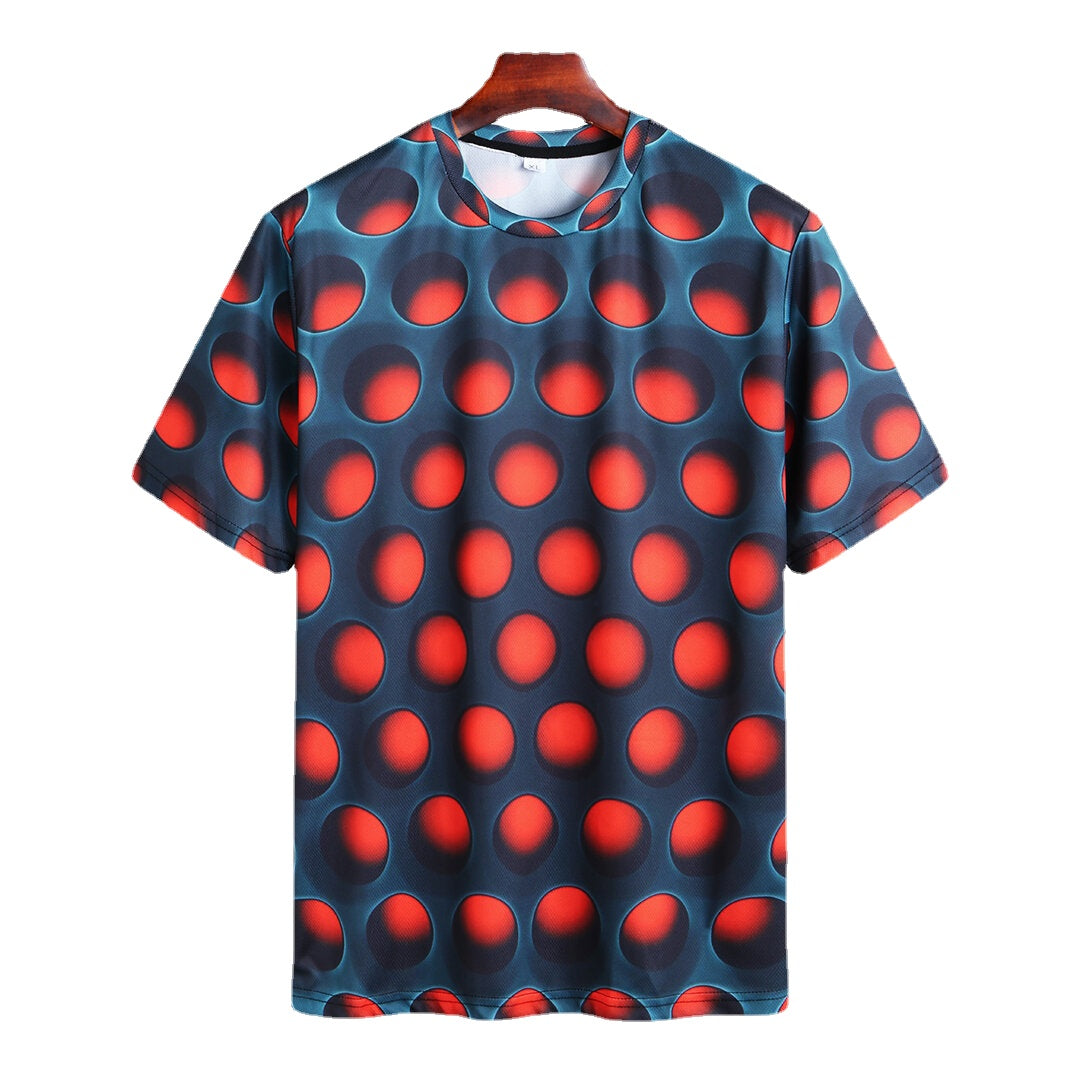 Herren Sommer T-Shirts mit Punktemuster und lockerer Passform und Umlegekragen