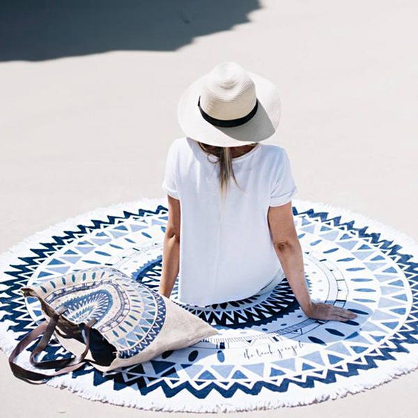 150cm European Style Round Beach Yoga Towel, Thin Polyester Fiber Tapestry, Bed Sheet, Tablecloth