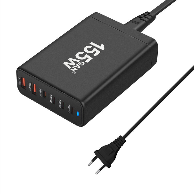 155 W GaN 6-Port USB PD-Ladegerät, Schnellladen für iPhone, Samsung, Huawei, Xiaomi