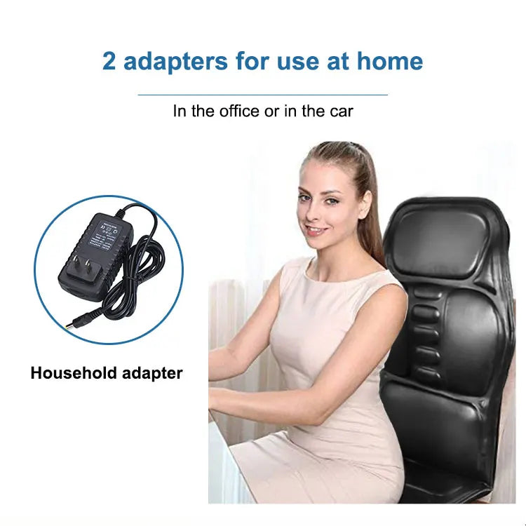 Heated Electric Back Massager Chair Cushion with Vibrator for Car, Home, Office - Neck & Lumbar Pain Relief