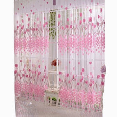 100x200cm Soft Tulle Tulip Flower Sheer Window Curtain for Home