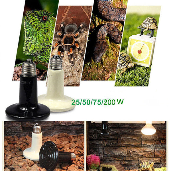 110V Black Infrared Ceramic Heat Emitter Lamp Bulb - 25W/50W/75W/100W for Reptile Pet Brooder