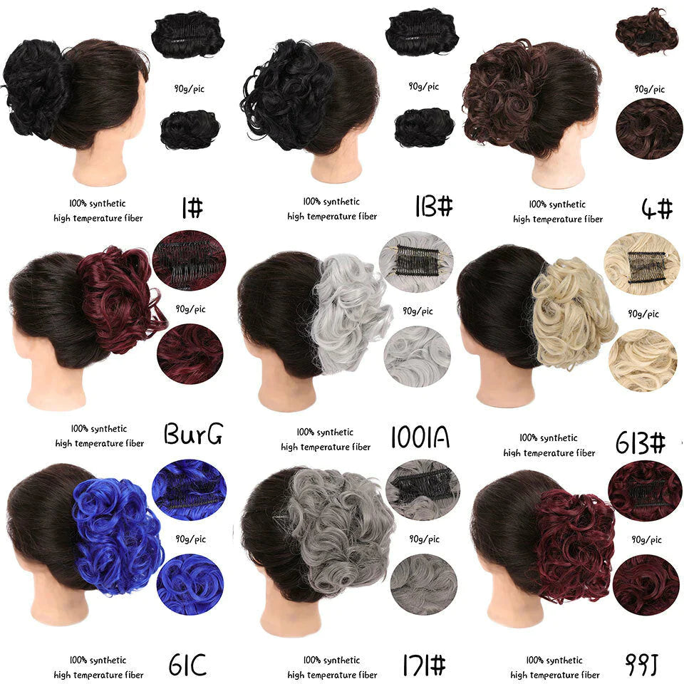 30-Color Big Steel Fork Hair Ring Wig Updo Cover - Fluffy Chemical Fiber Wig Piece