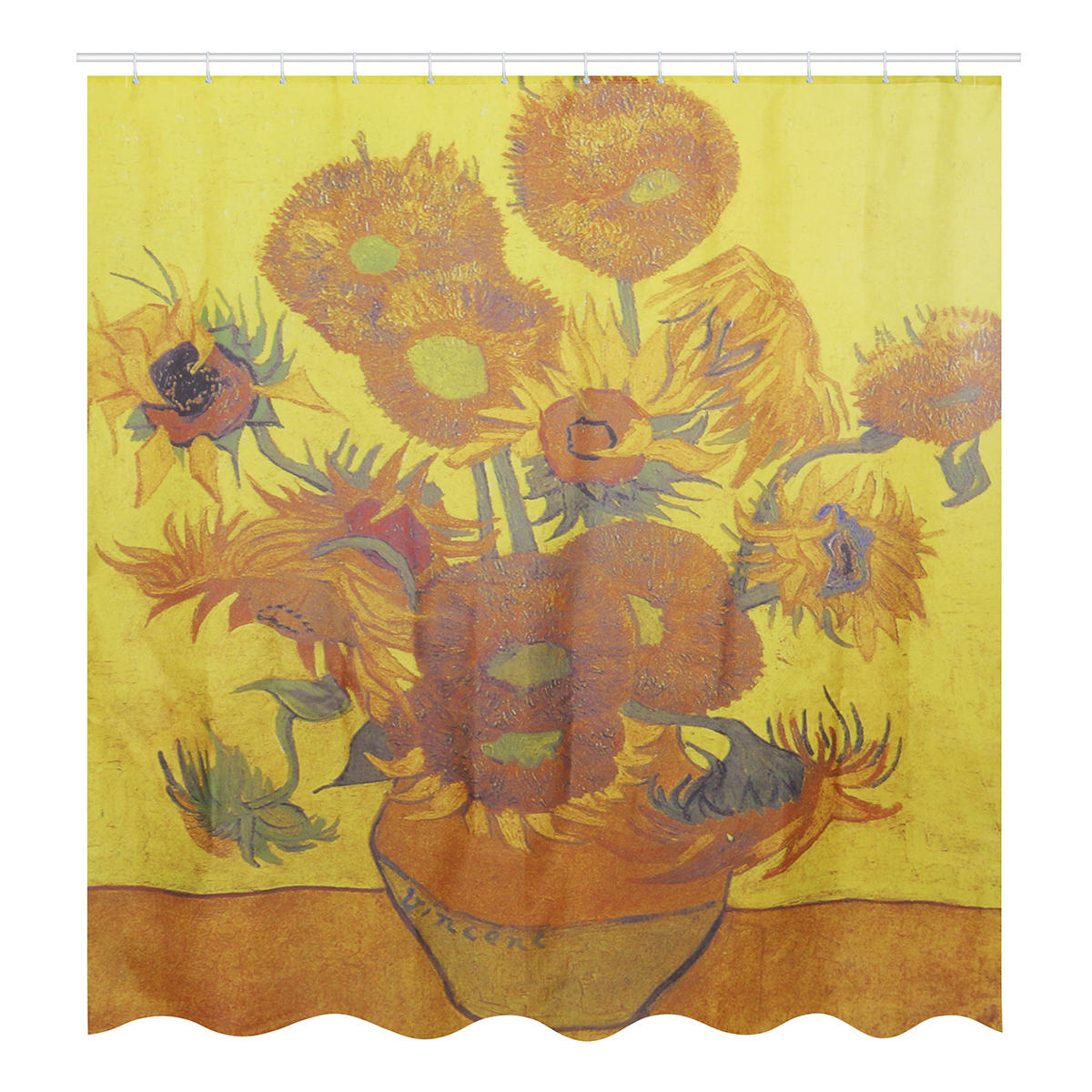 180x180cm Sunflower Shower Curtain Set - Waterproof Fabric with Toilet Lid Cover Mat