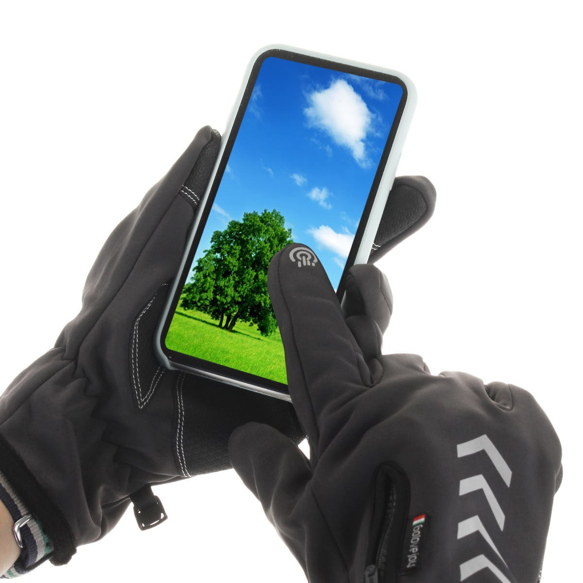 Thermo-Fleece-Handschuhe für den Winter für Herren – Touchscreen, wasserdicht, winddicht, reflektierend, zum Skifahren und Radfahren