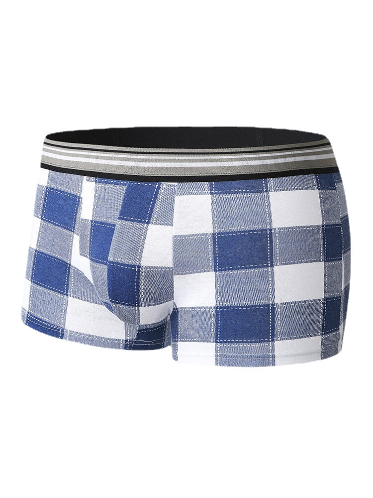 Atmungsaktive Boxershorts für Herren aus Baumwolle mit mittelhohem Bund und Karomuster
